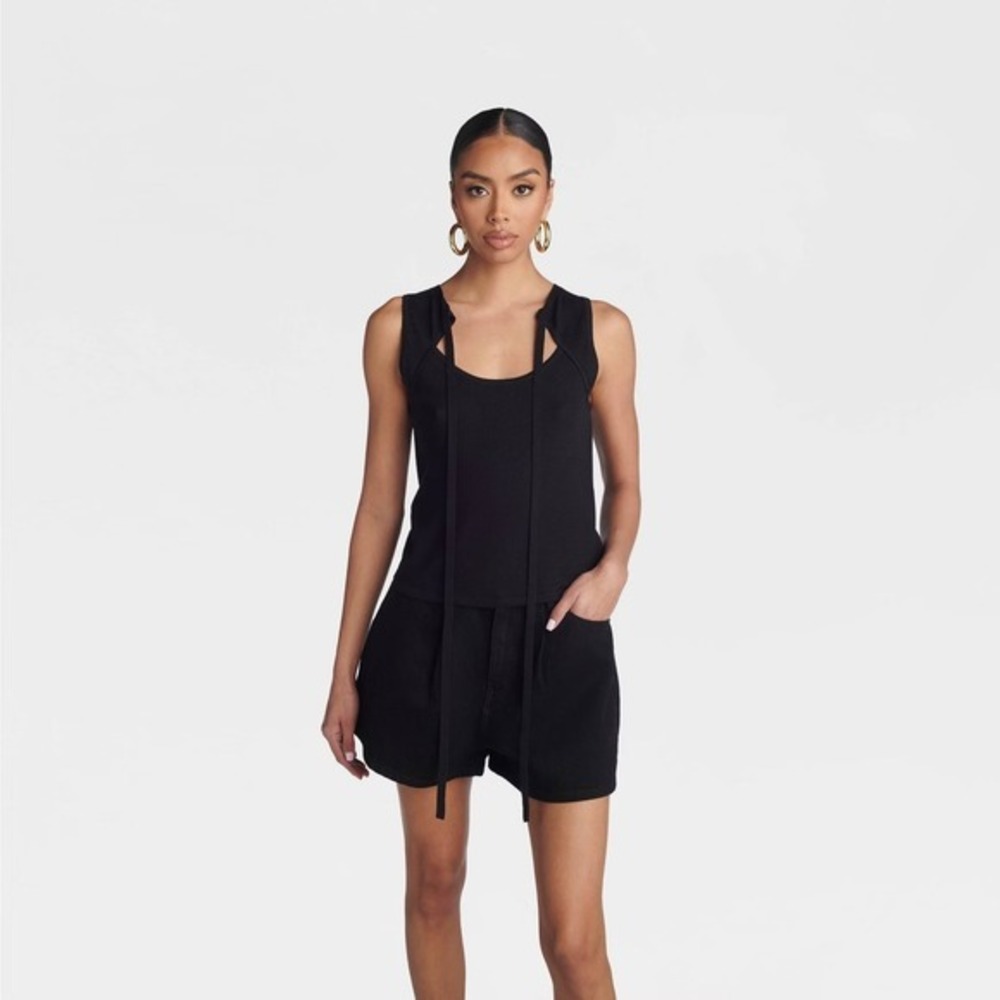 KBB by KAHLANA x Target Women's M Medium The Tie Front Tank Top Black Shirt NWT